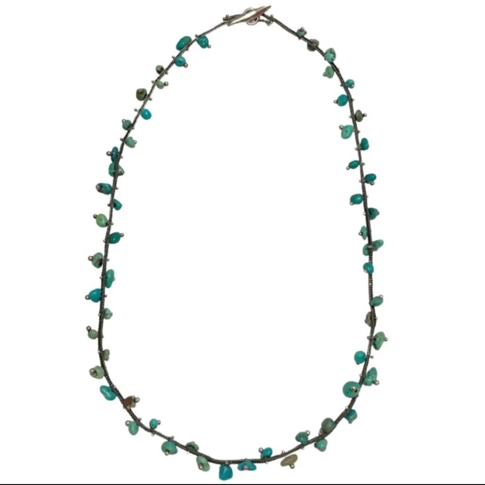 Twist Turquoise & Sterling Silver Necklace! - Picture 2 of 7